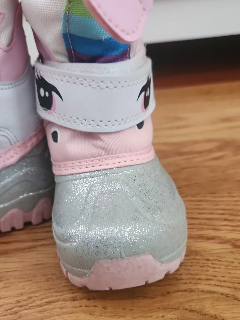 Cat & Jack Pink Unicorn Glitter Rain & Snow Boots with Rainbow Ears